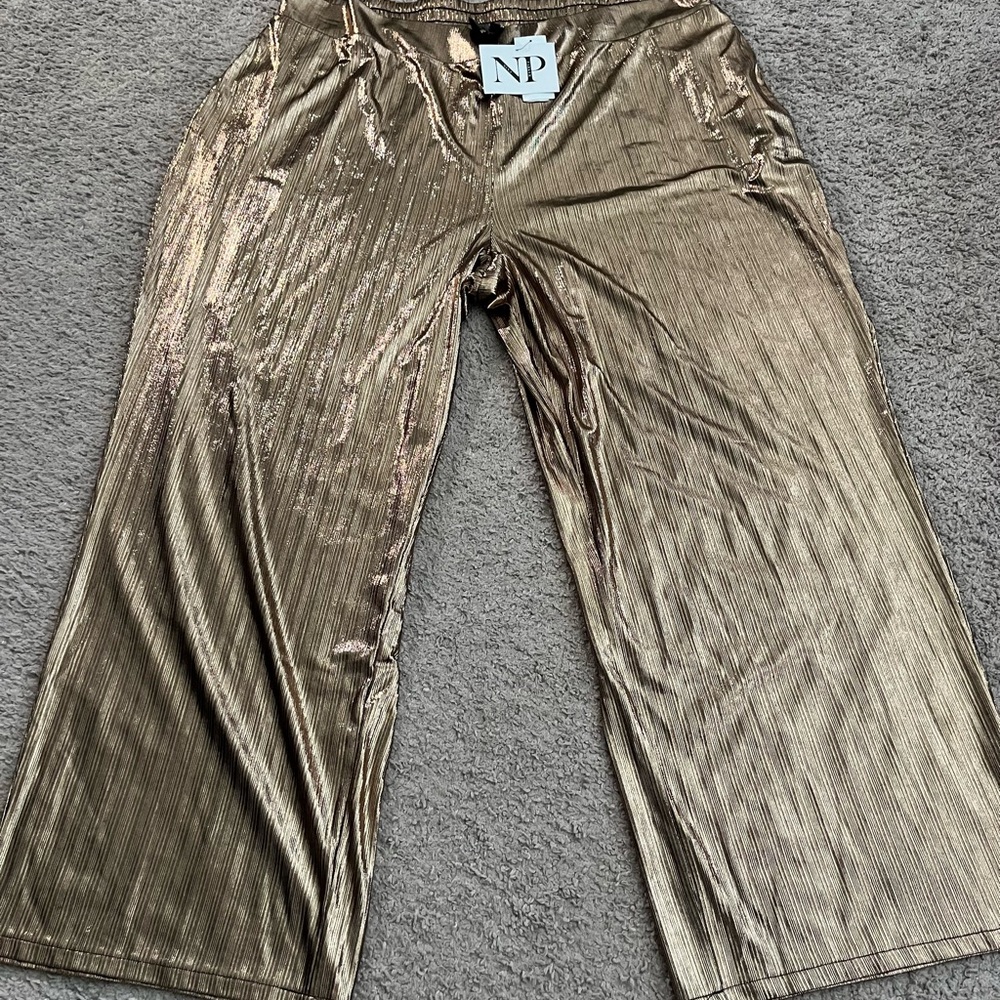 Plus Size Gold Metallic Pants
